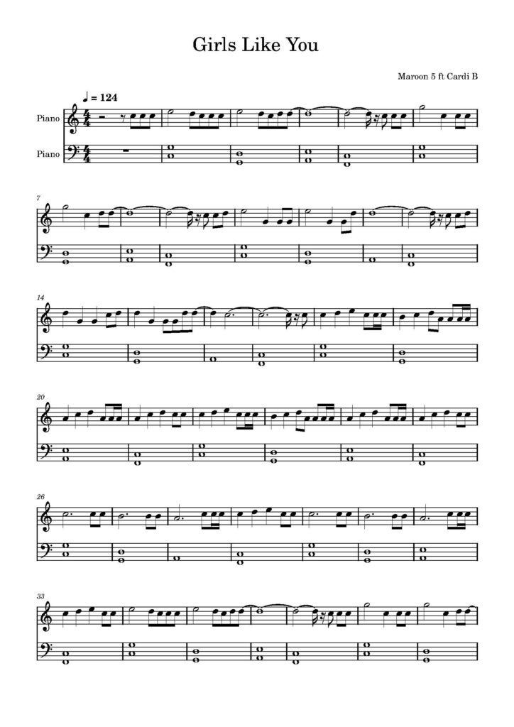 girls like you nuty na pianino