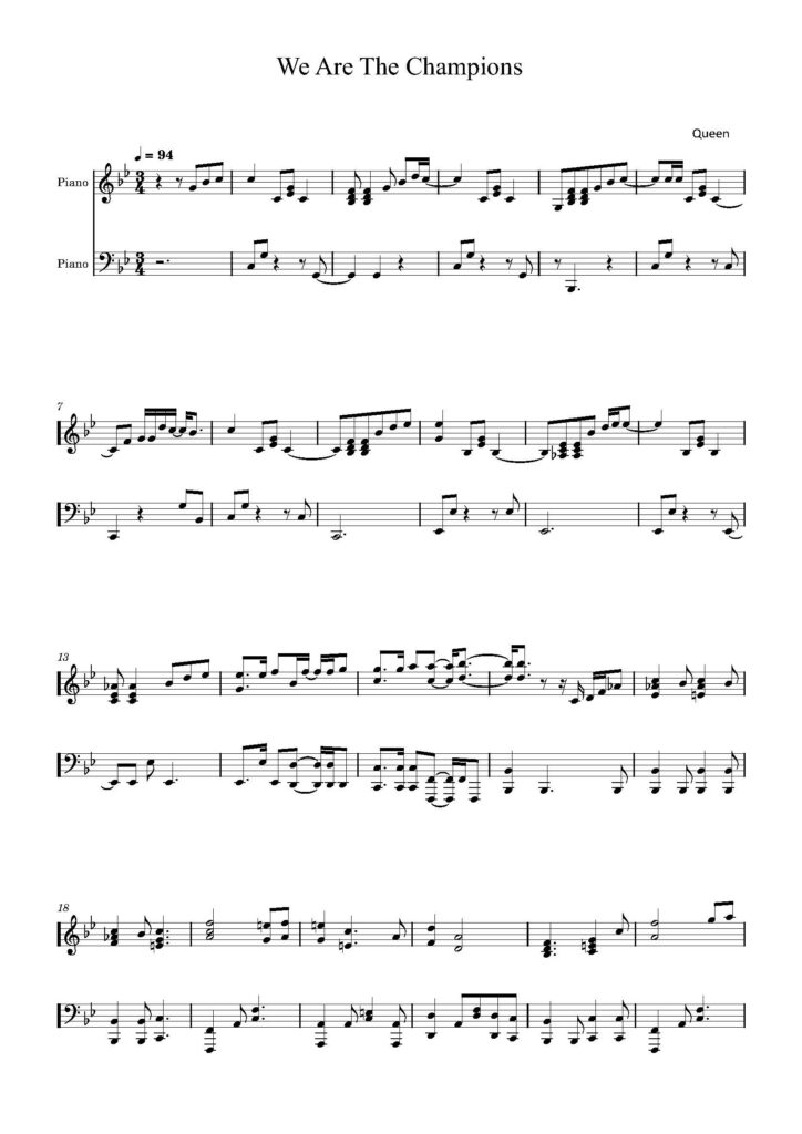 we are the champions nuty na pianino