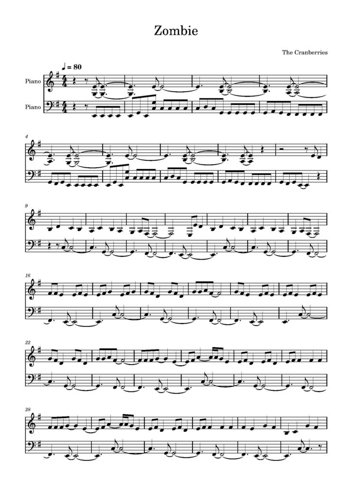 zombie nuty na pianino